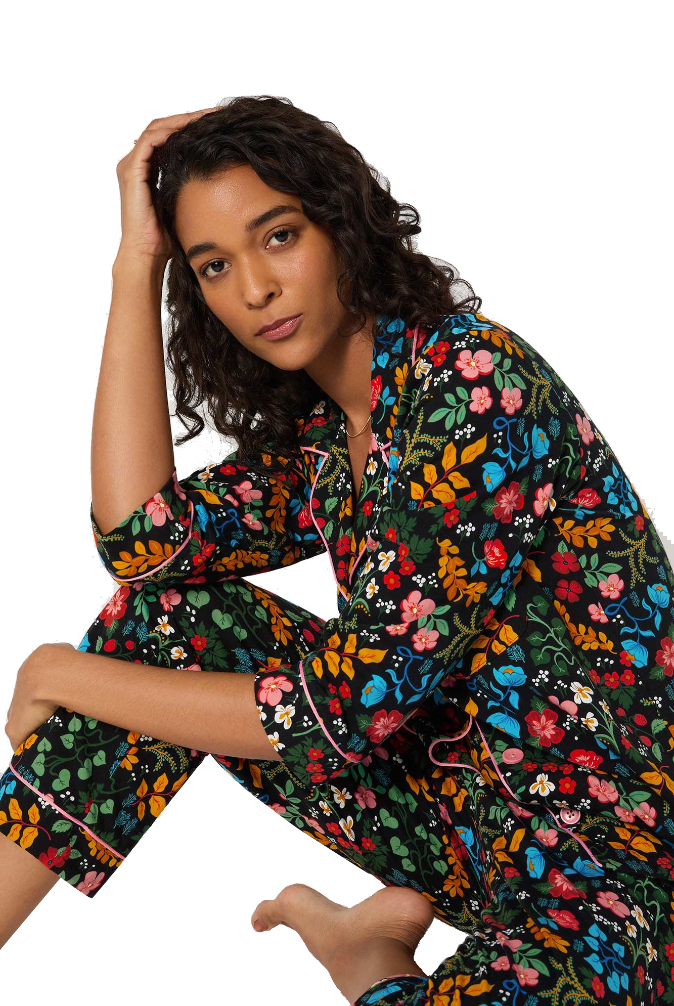 WINTER BLOOMS 3/4 SLV CROP PJ SET - Sassanova