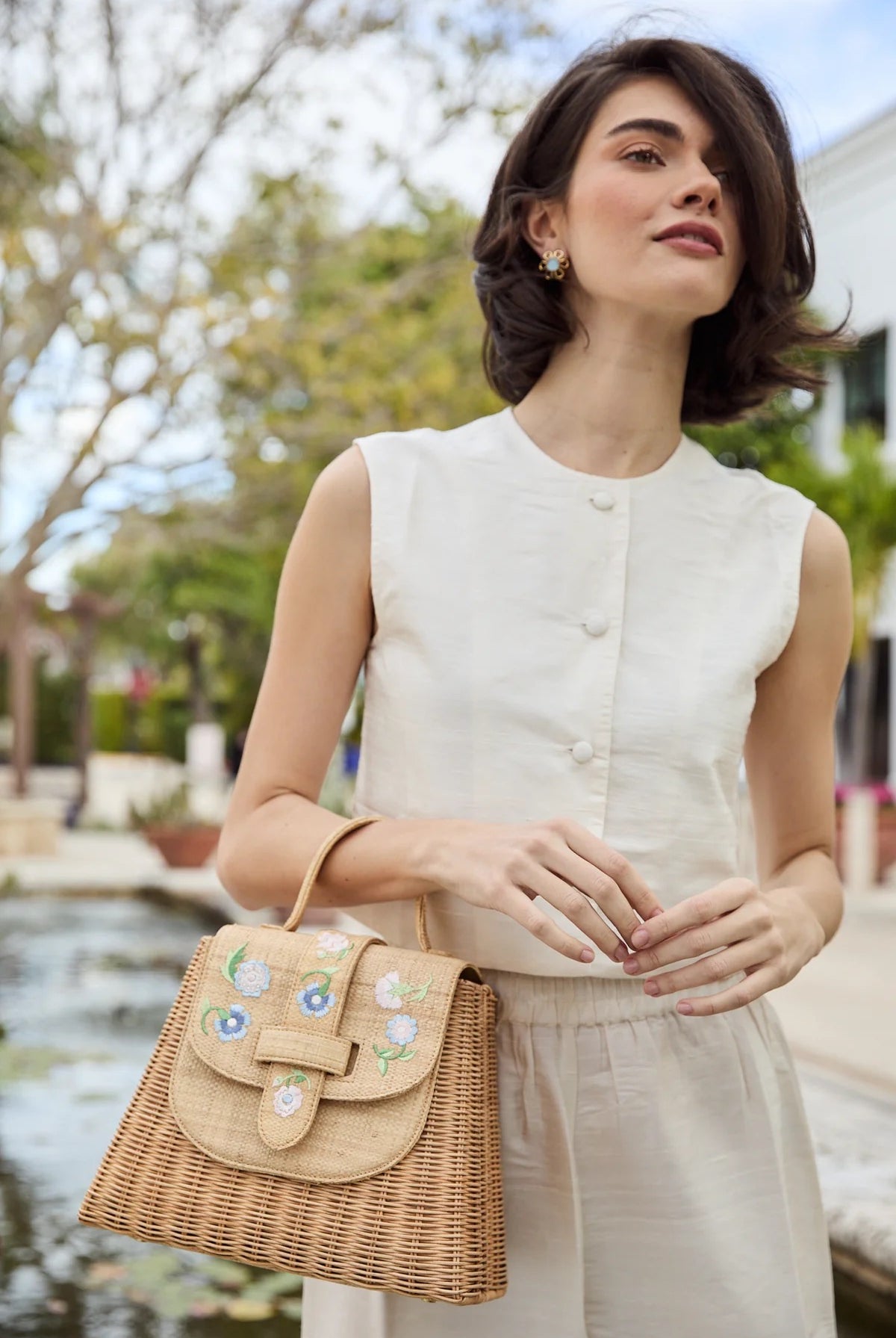 THE LADY BAG FLEUR- NATURAL/PASTEL - Handbags - Sassanova