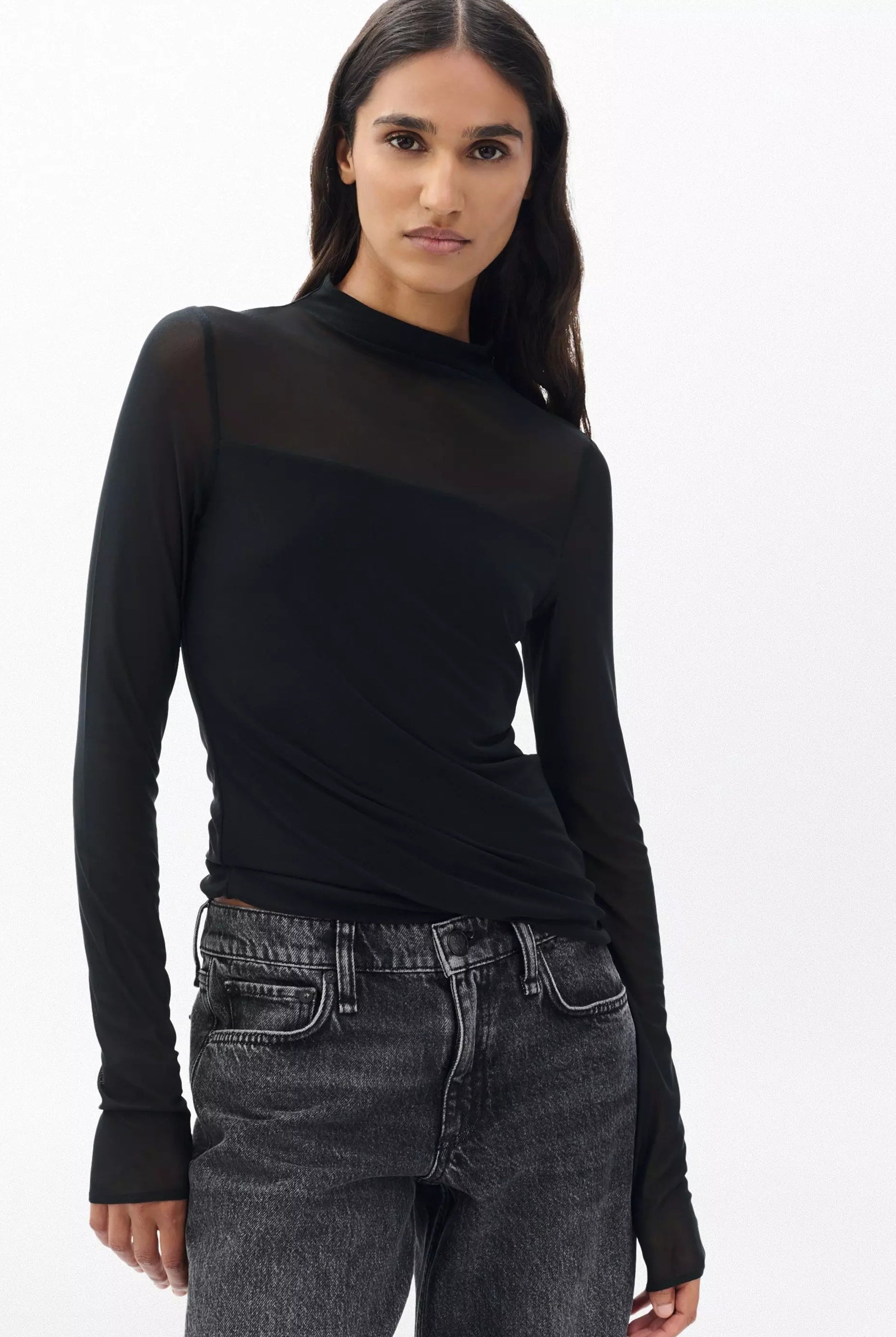 LUCA DBL LAYER MIX MEDIA MOCKNECK LS TOP - Sassanova