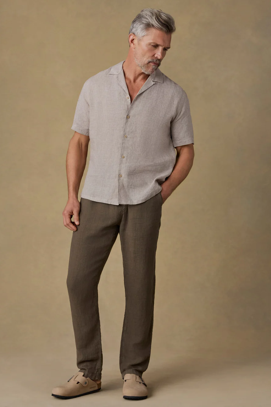 SHORT SLEEVE LAGUNA LINEN CAMP SHIRT - Short Sleeved Shirts - Novaman