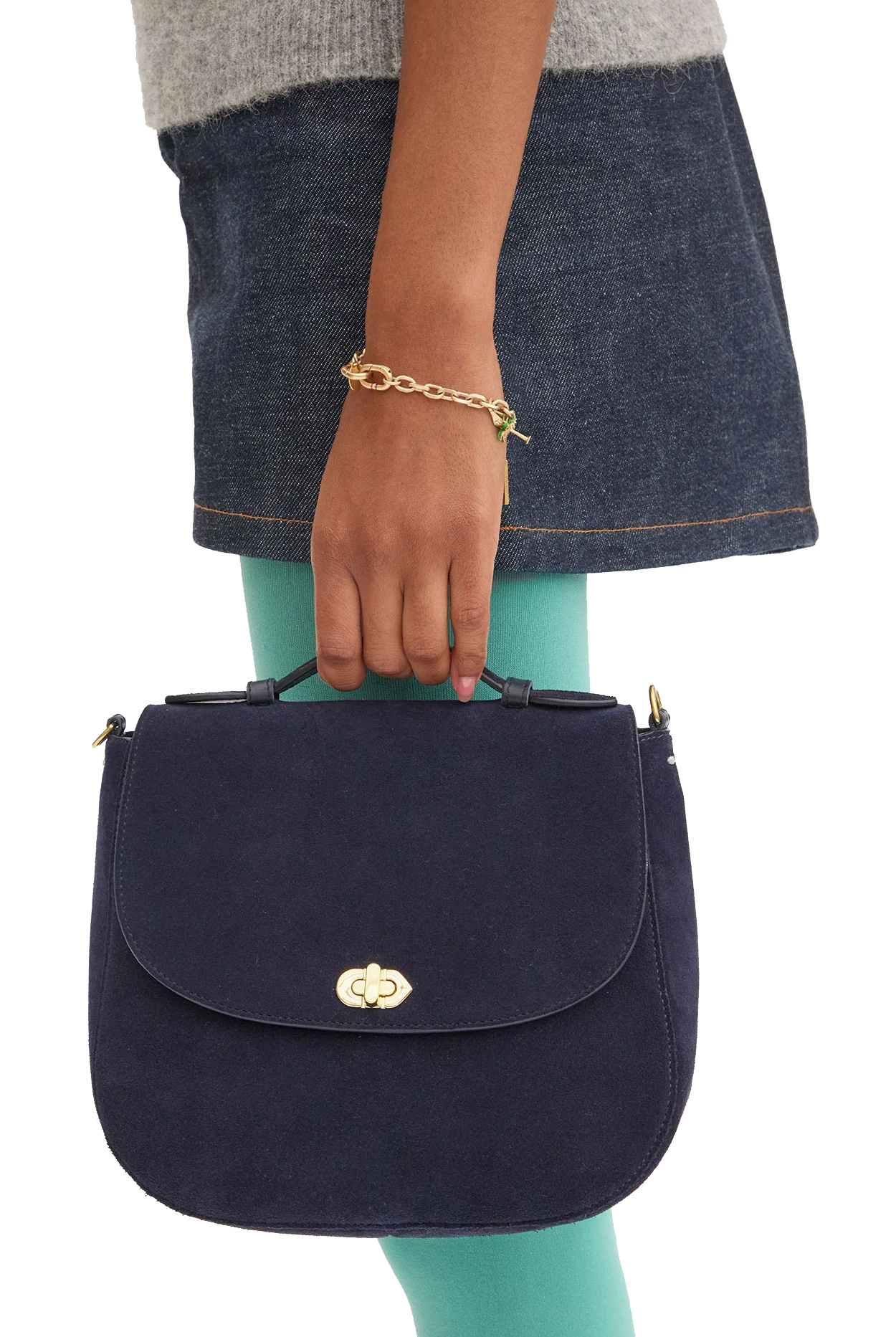 SUEDE TURNLOCK LOUIS W/ TOP HANDLE - Handbags - Sassanova