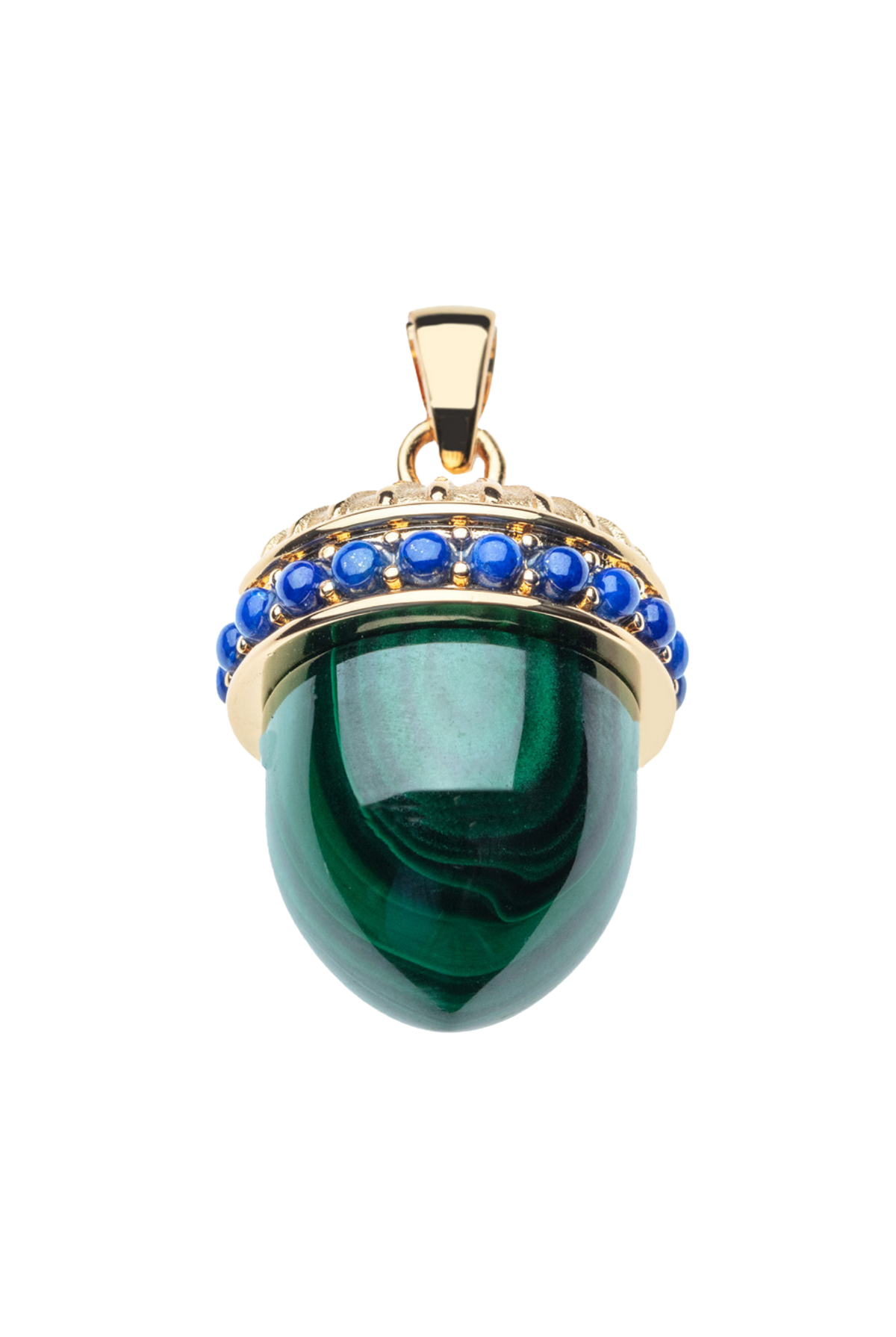 HOPE MALACHITE ACORN PENDANT- DRAWN LINK CHAIN Sassanova