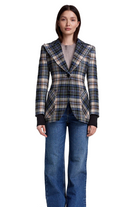 RIB CUFF BIRKIN BLAZER in multi plaid print with black-sassanova