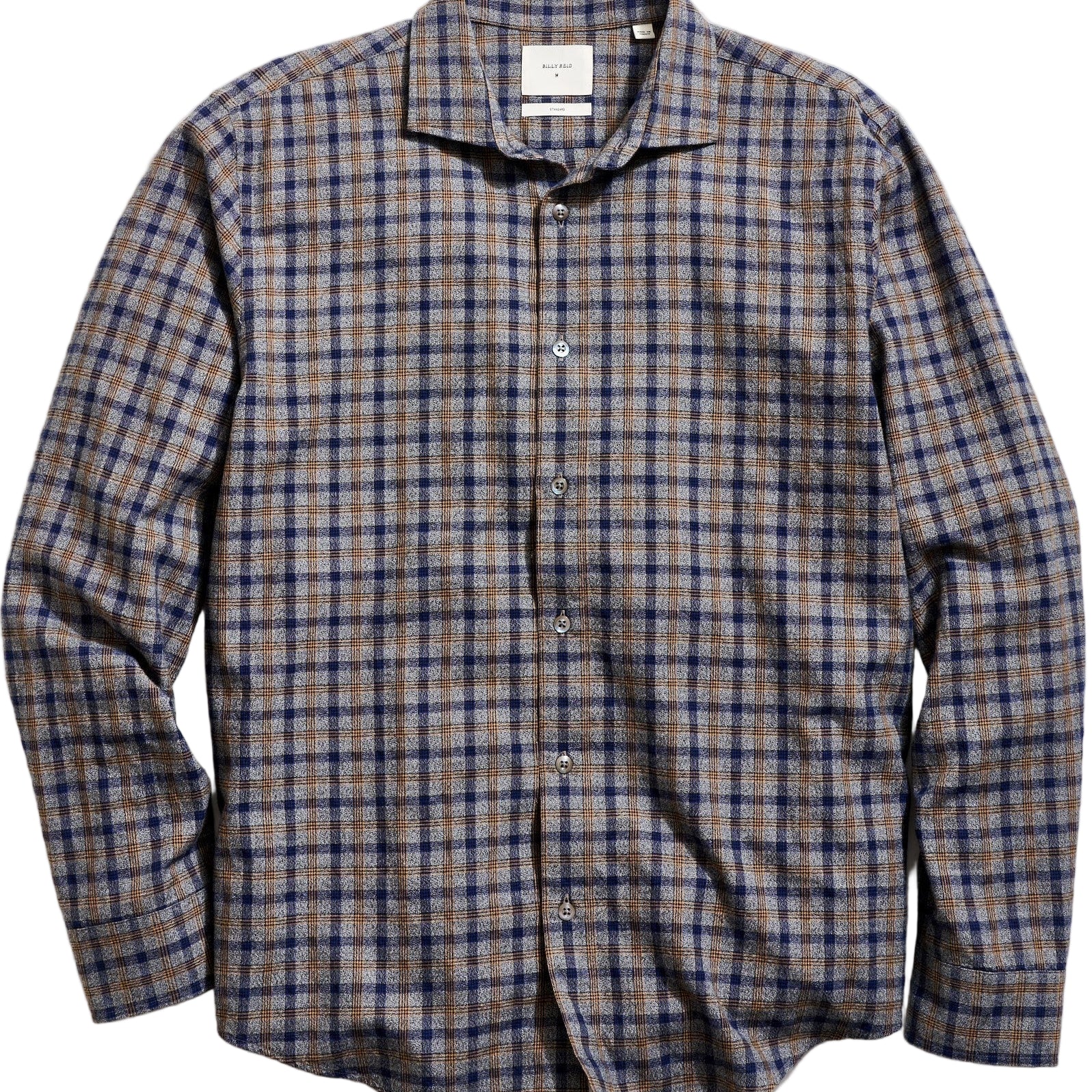 Multicolored long sleeve brown plaid melange sport shirt-novaman