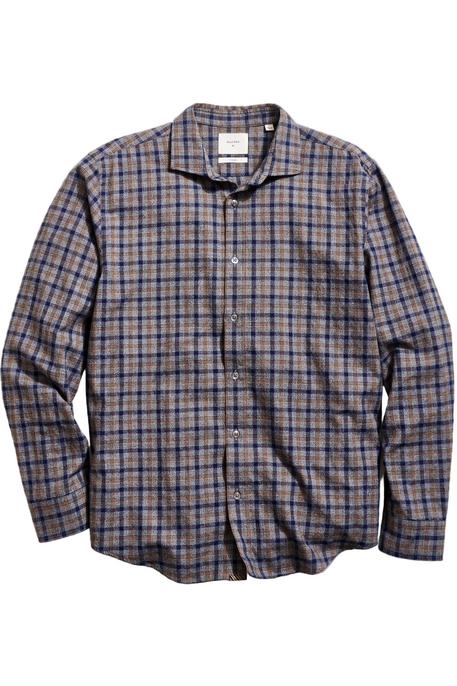 Multicolored long sleeve brown plaid melange sport shirt-novaman