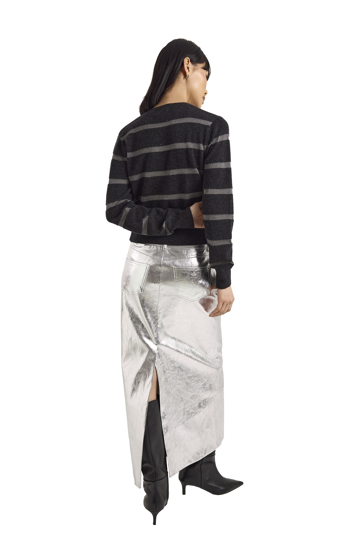 SIMONE LUREX STRIPE V NECK (230/139) - Sassanova