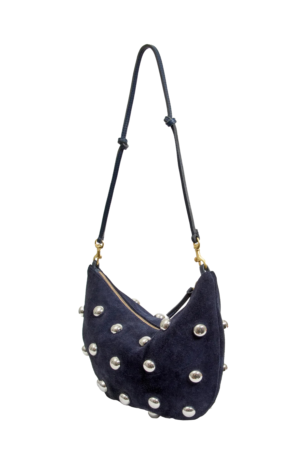 LUNE SUEDE HANDBAG WITH STUDS - Handbags - Sassanova