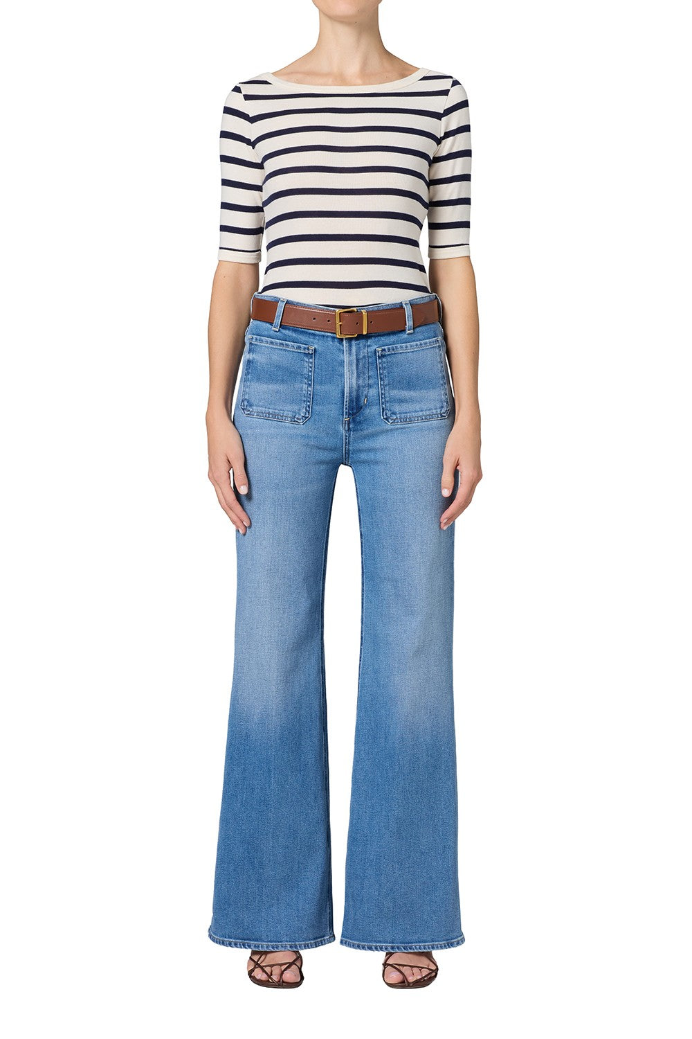 KIMBERLY PATCH POCKET FLARE JEAN - Jeans - Sassanova