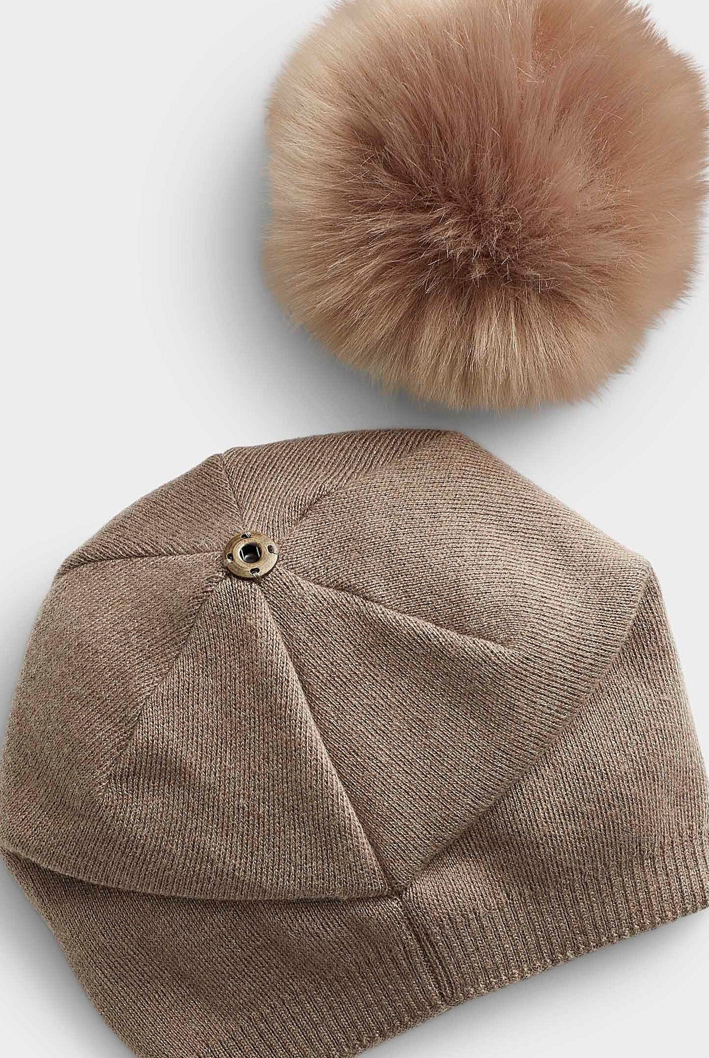 CLASSY CASHMERE DETACHABLE FUR POM BEANIE - Sassanova