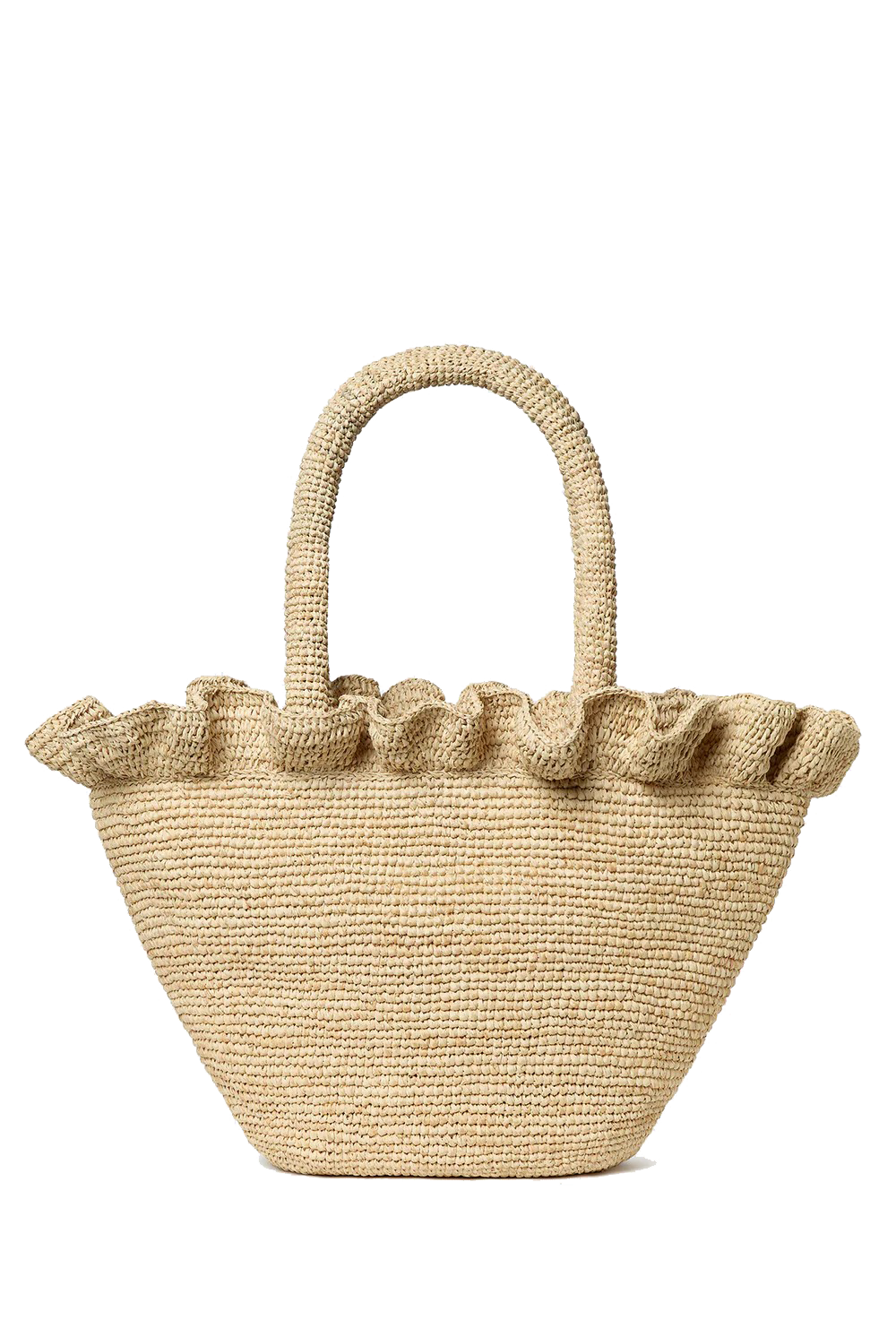 CYRUS RAFFIA WOVEN TOTE WITH RUFFLE - Handbags - Sassanova
