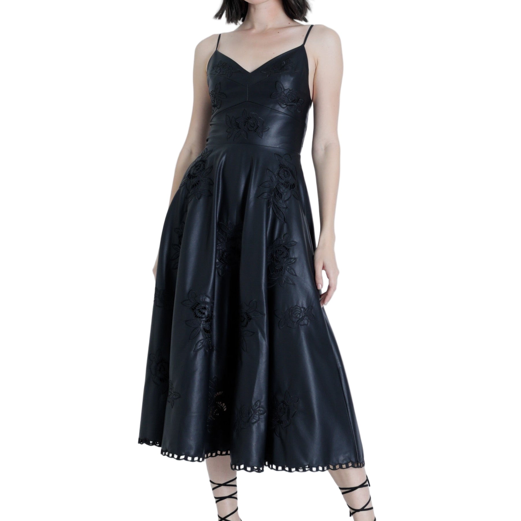GLORIA VEGAN LEATHER MIDI DRESS-Sassanova