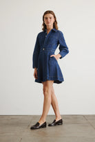 Hailey long-sleeved denim dress with button front-sassanova