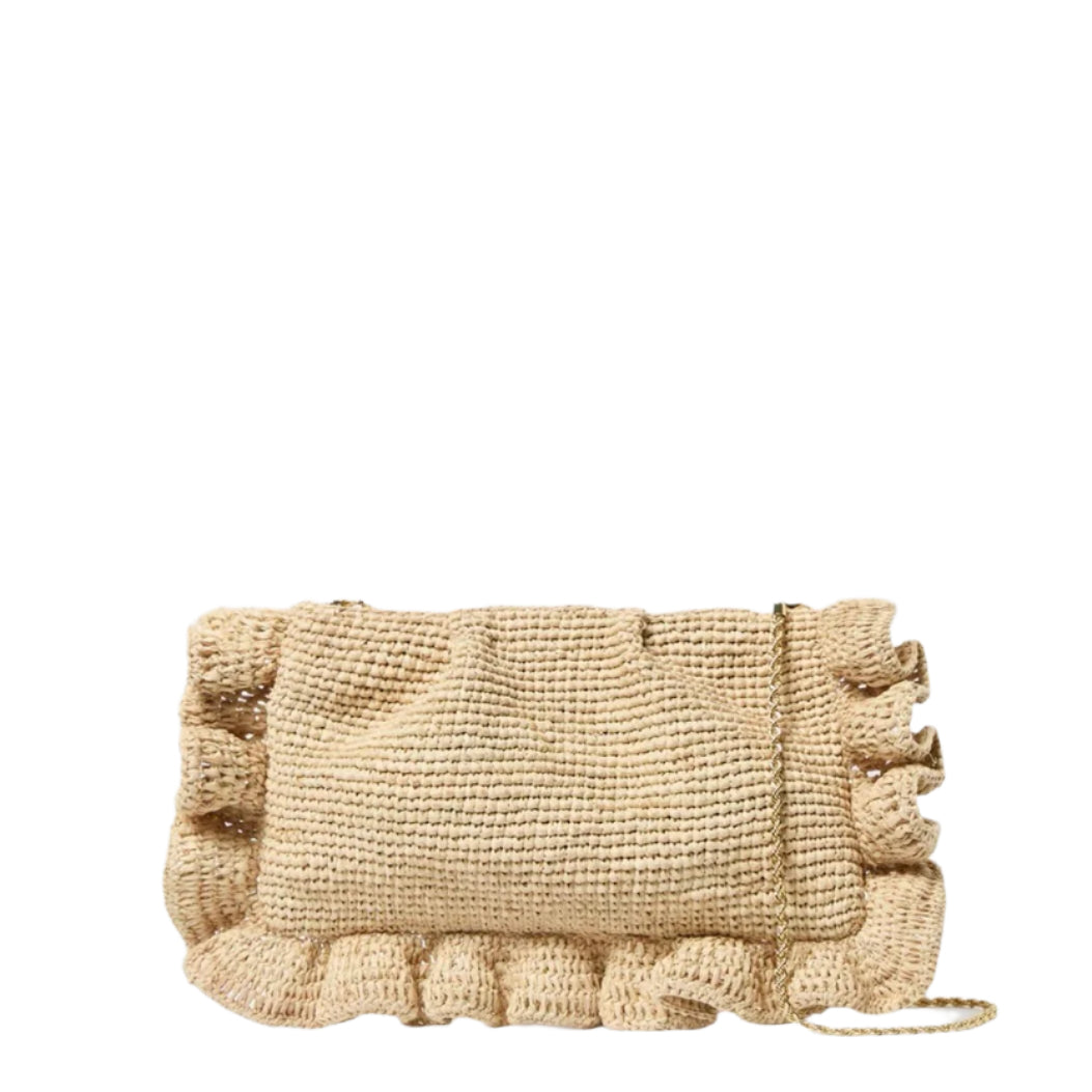 MAVIS RAFFIA RUFFLE CLUTCH
sassanova