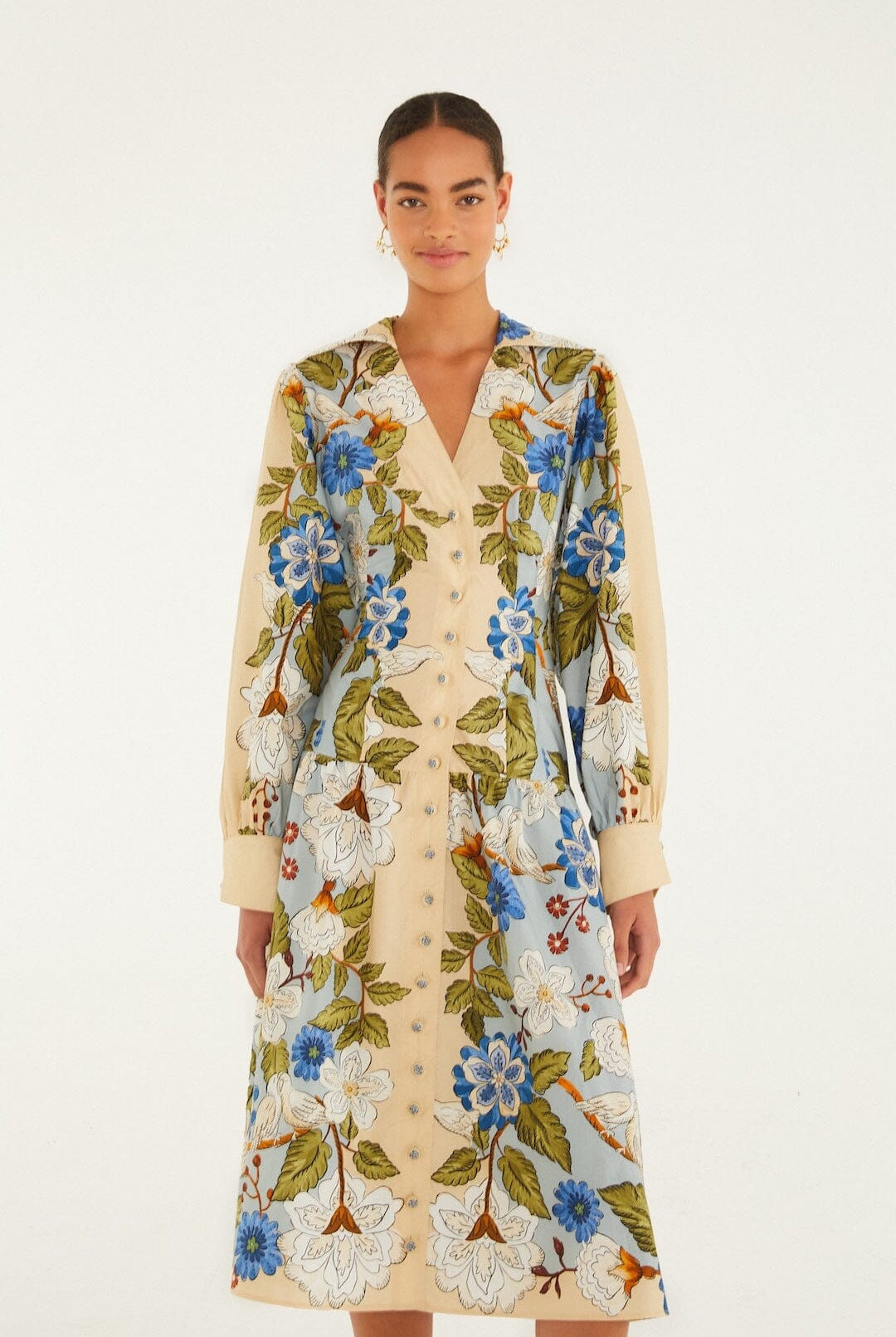 GARDEN SCARF LONG SLEEVED MIDI DRESS - Dresses - Sassanova