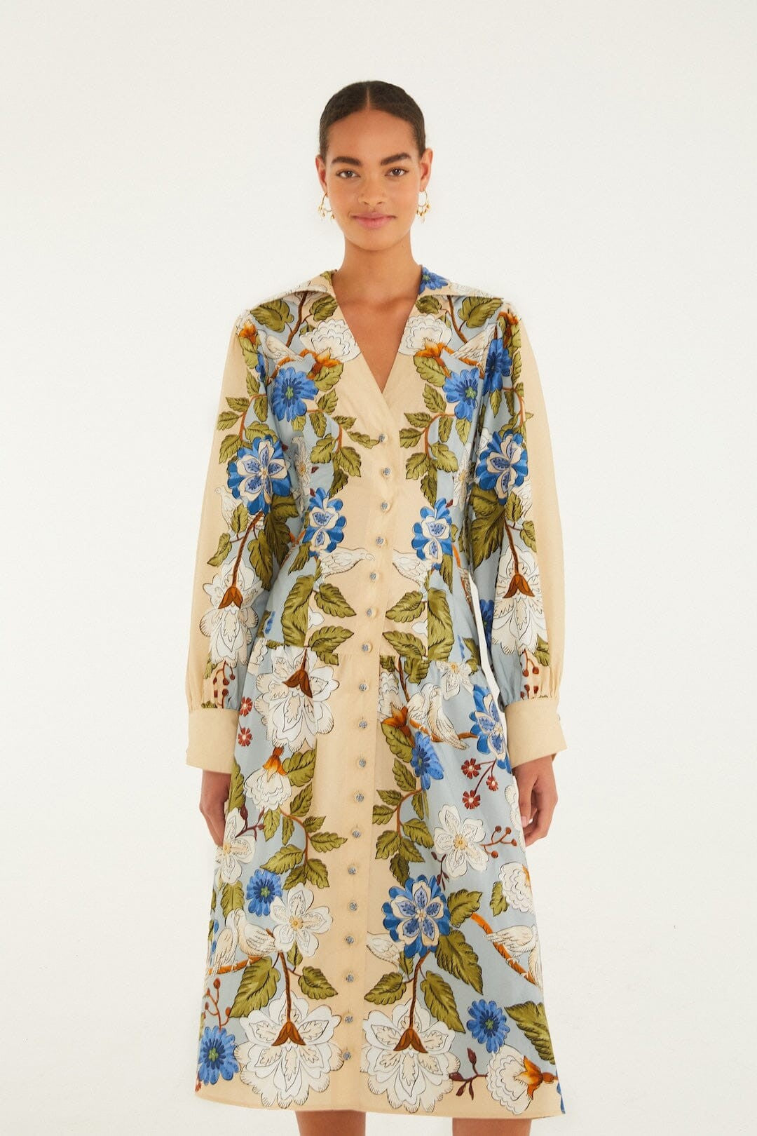 GARDEN SCARF LS MIDI DRESS - Dresses - Sassanova