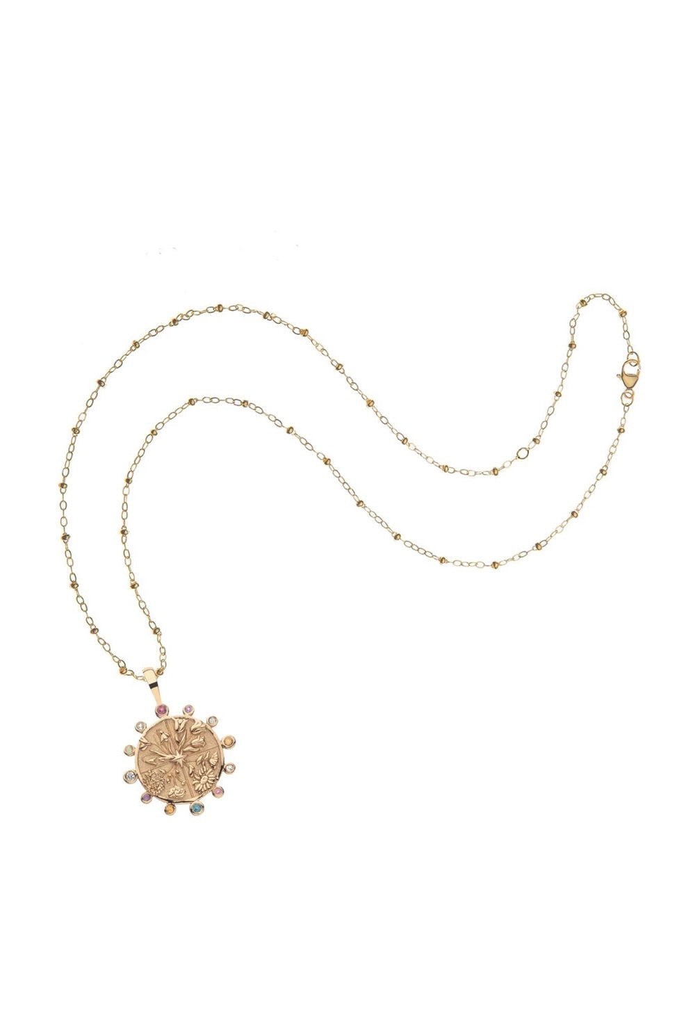 HOPE PETITE EMBELLISHED COIN NECKLACE- SATELLITE CHAIN - Necklaces - Sassanova