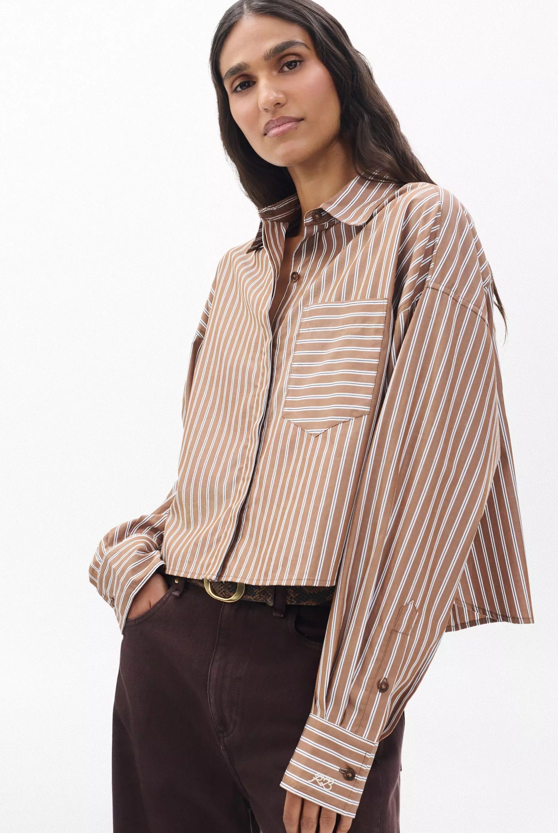 MARIN CROPPED STRIPED SHIRT - Sassanova