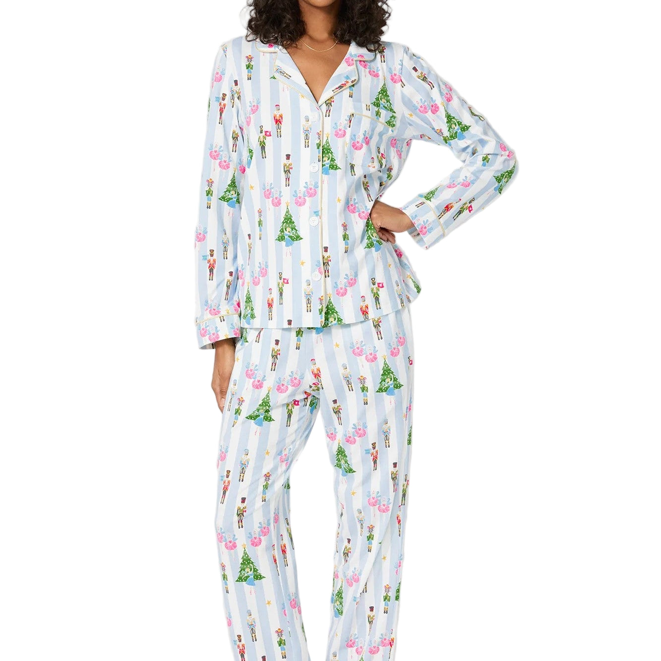 SUGAR PLUM STRIPE LS PAJAMA SET - Sassanova