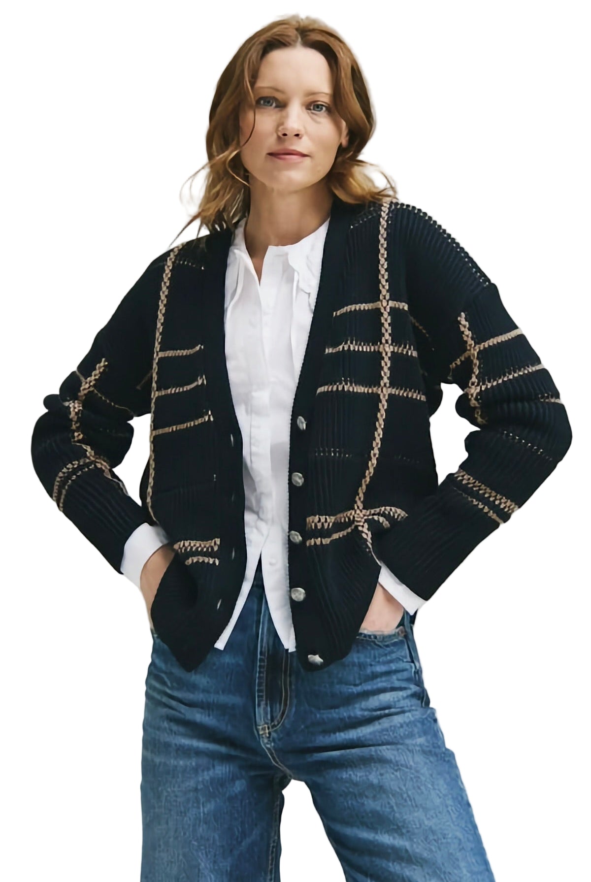 PLAID SHAKER CARDIGAN
sassanova