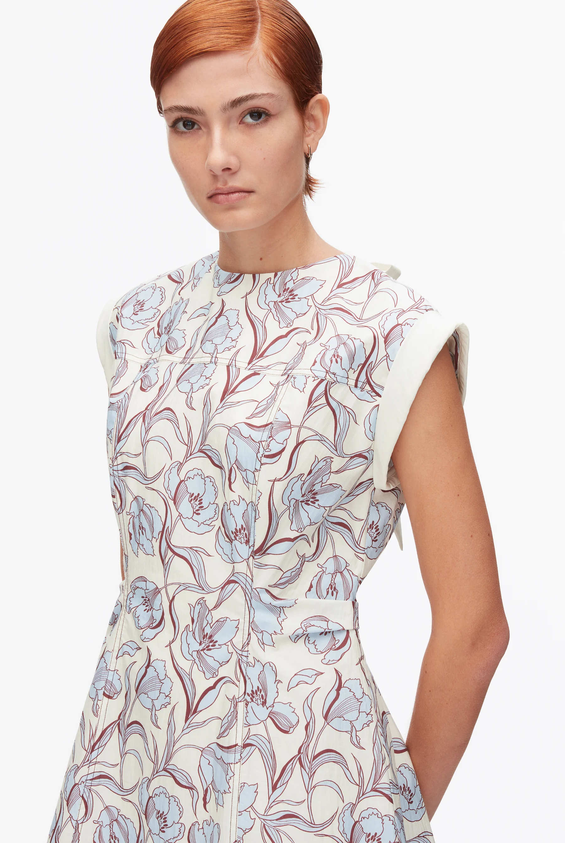 SHORT SLEEVE FLORAL MINI DRESS WITH NECK TIES - Dresses - Sassanova