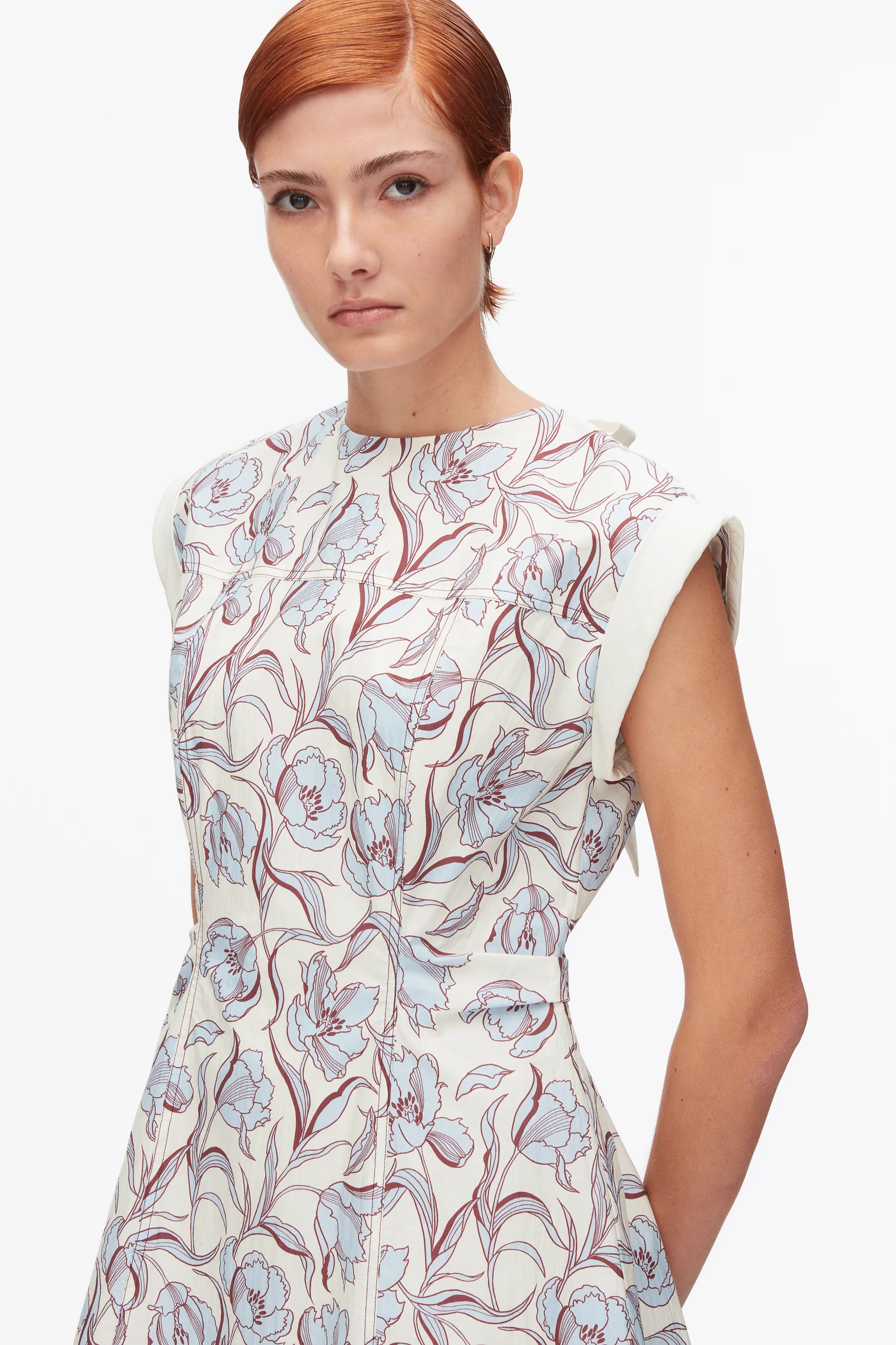 SHORT SLEEVE FLORAL MINI DRESS WITH NECK TIES - Dresses - Sassanova