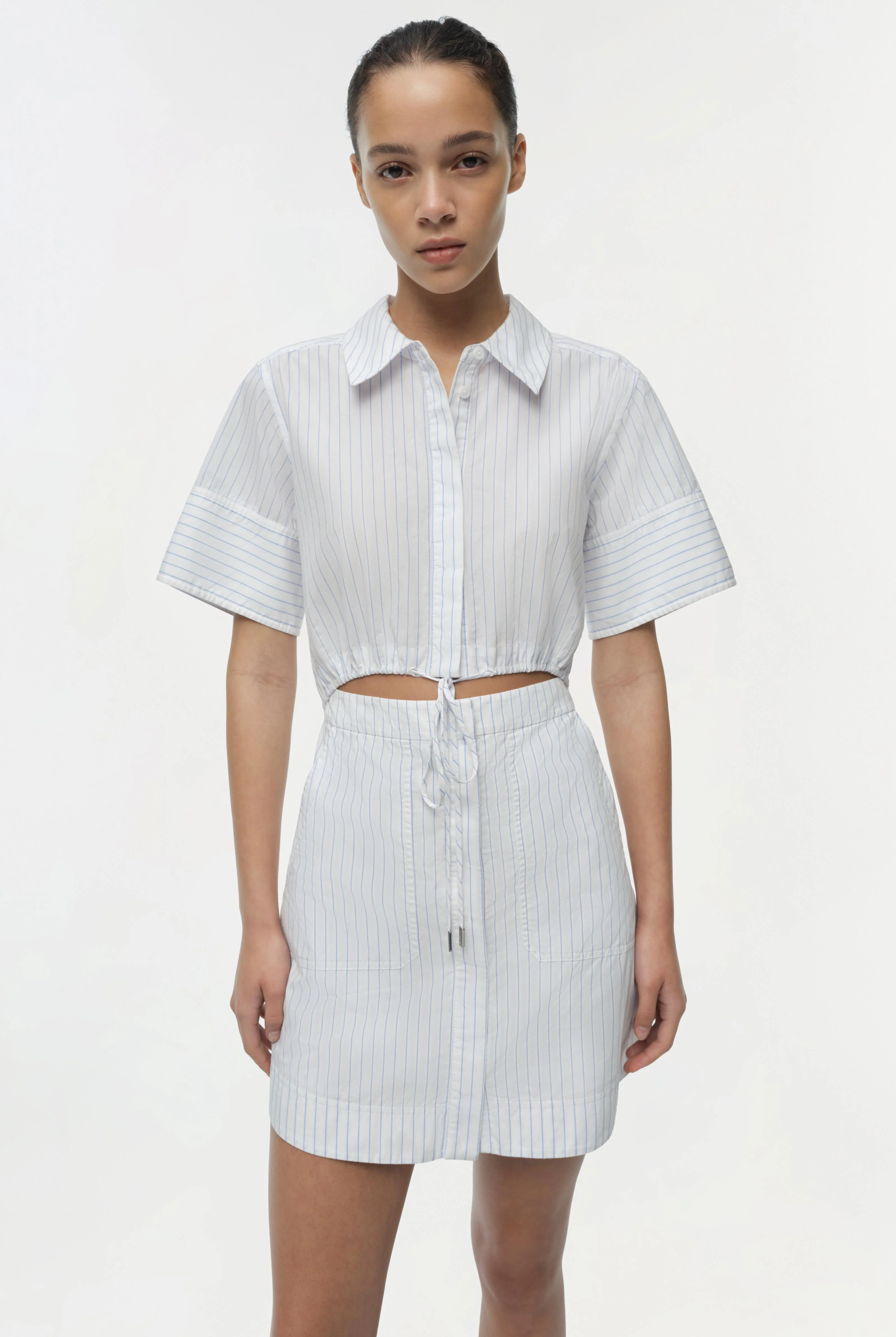 MARCY COTTON MINI SHIRT DRESS - Dresses - Sassanova