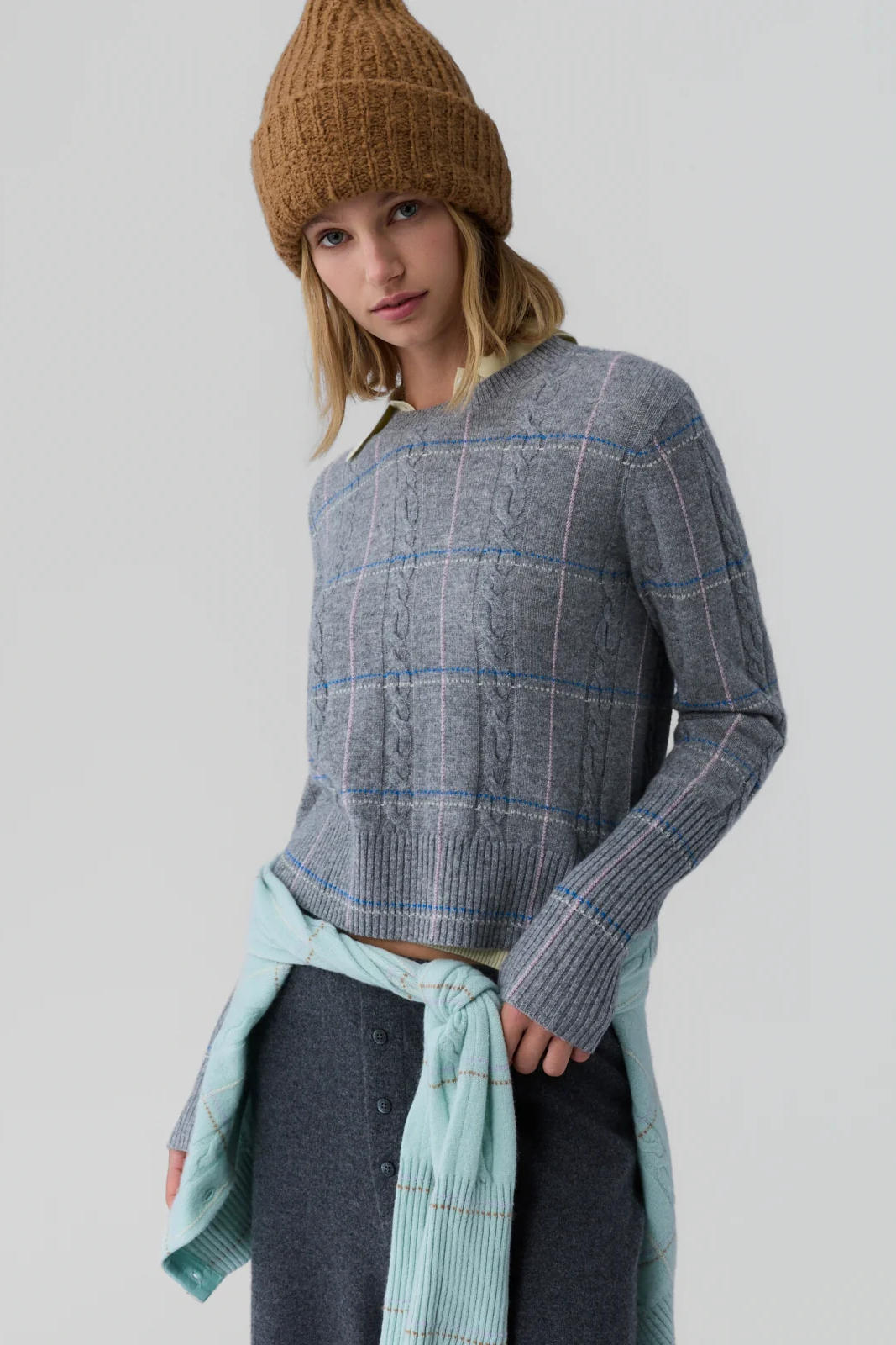 SHRUNKEN CHECK CREW - Sweaters - Sassanova