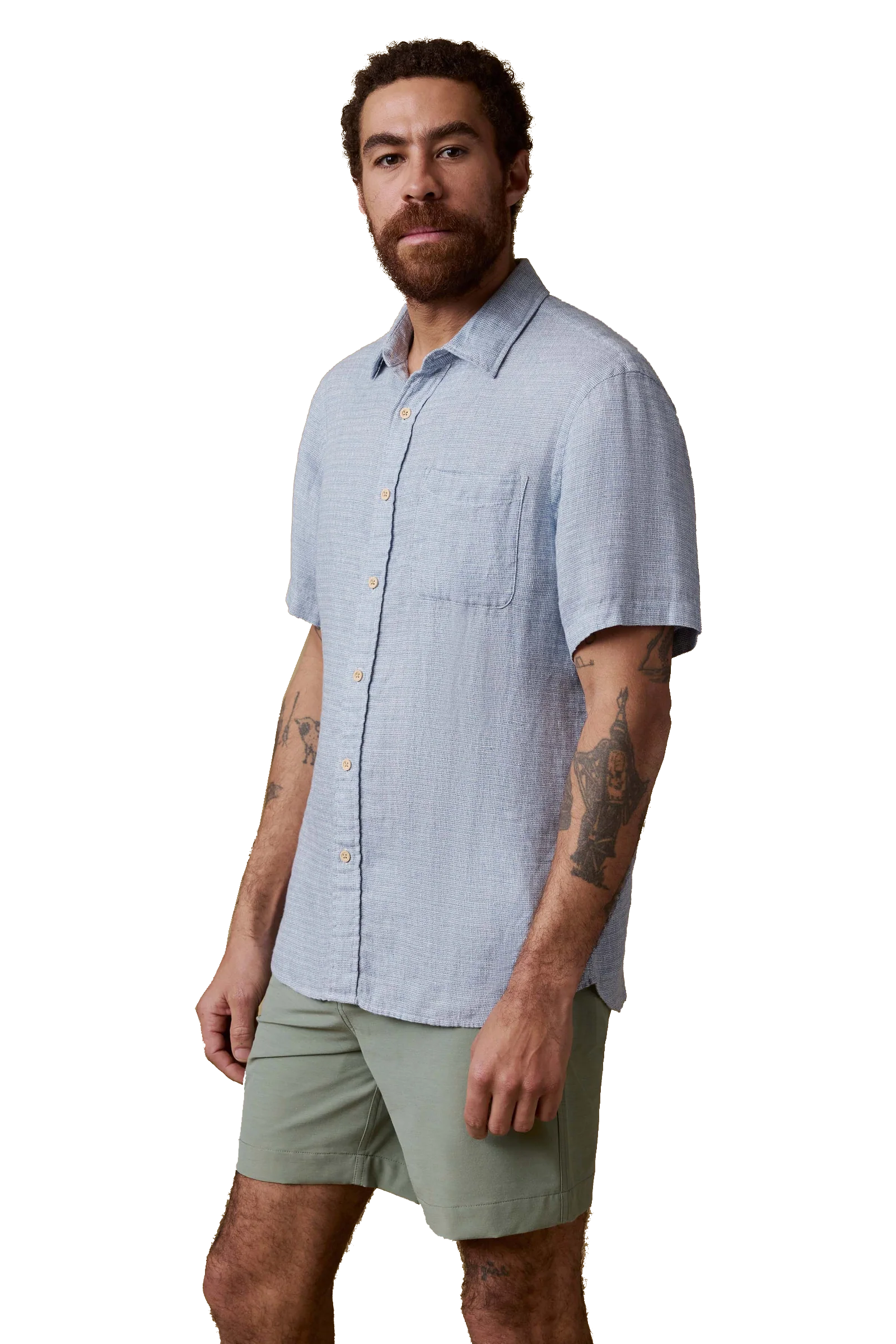 SHORT SLEEVE PALMA LINEN SHIRT - Short Sleeved Shirts - Novaman