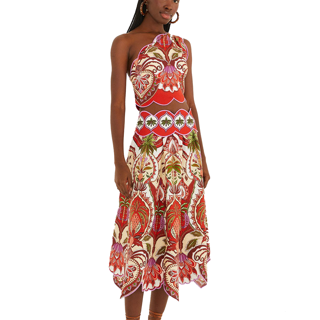 ODARA SCALLOPS MIDI SKIRT - Skirts - Sassanova