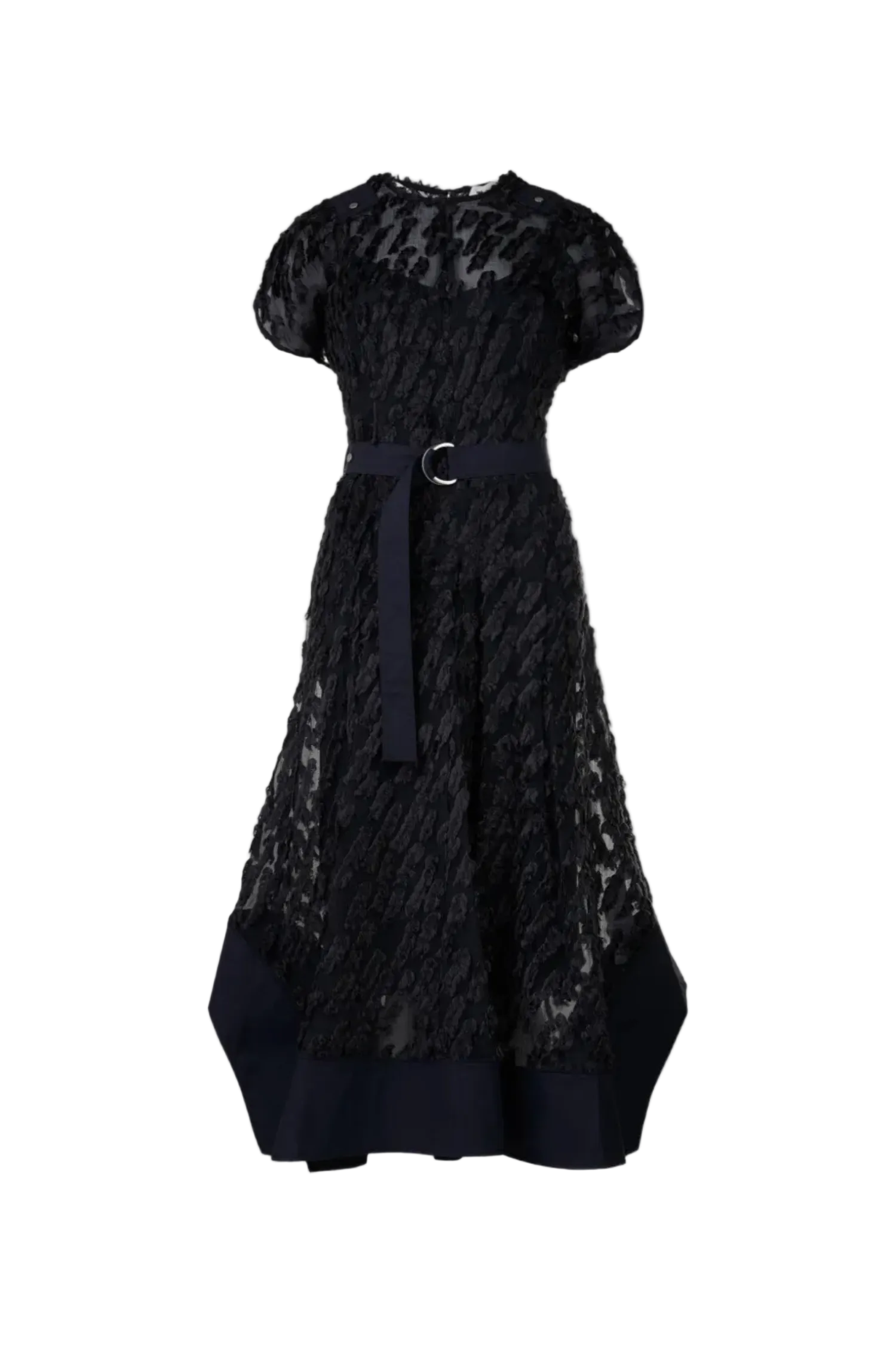 TEXTURE ORGANZA BELTED TULIP DRESS Sassanova
