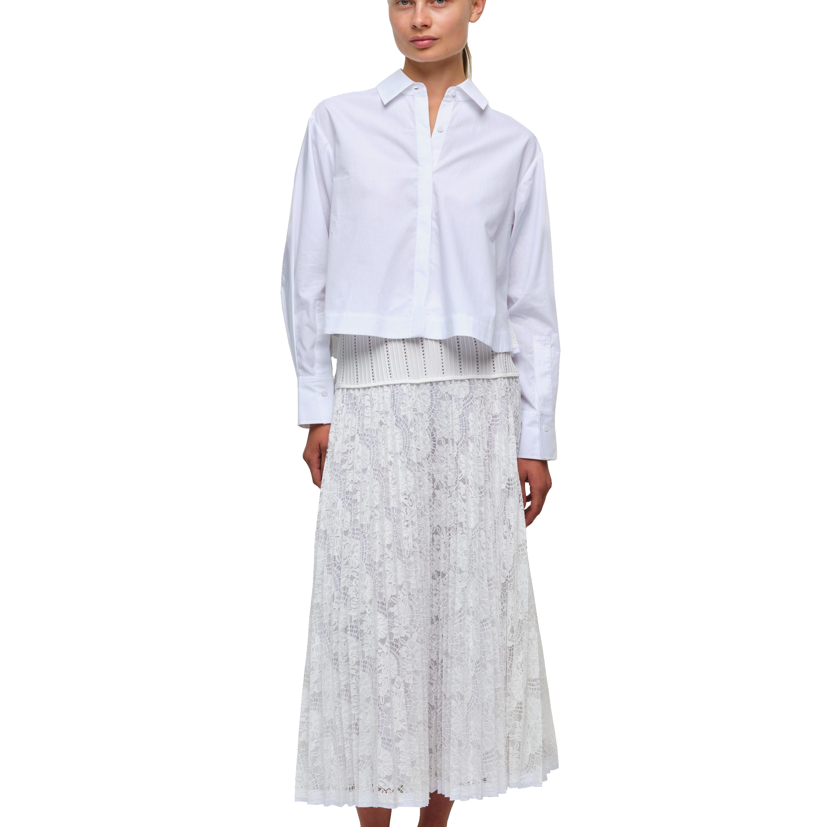 KACEY COTTON LACE SHIRT - Blouses - Sassanova