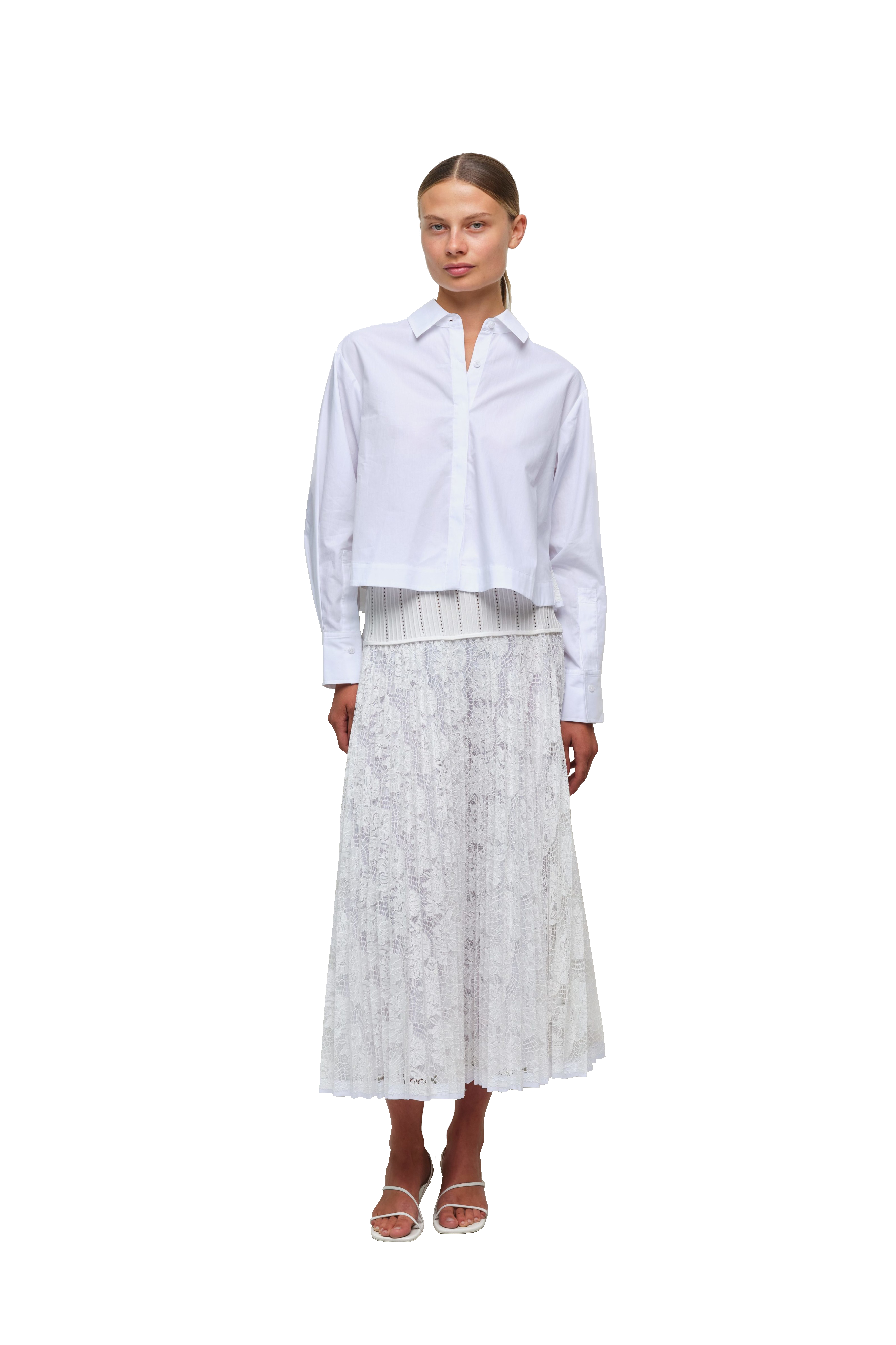 KACEY COTTON LACE SHIRT - Blouses - Sassanova