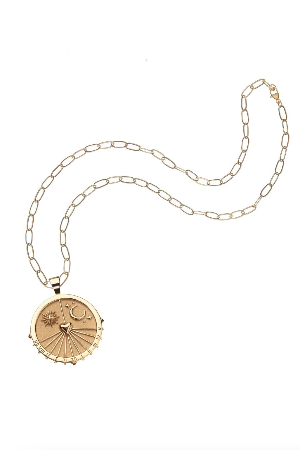 FOREVER SUNDIAL NECKLACE- DRAWN LINK CHAIN - Necklaces - Sassanova