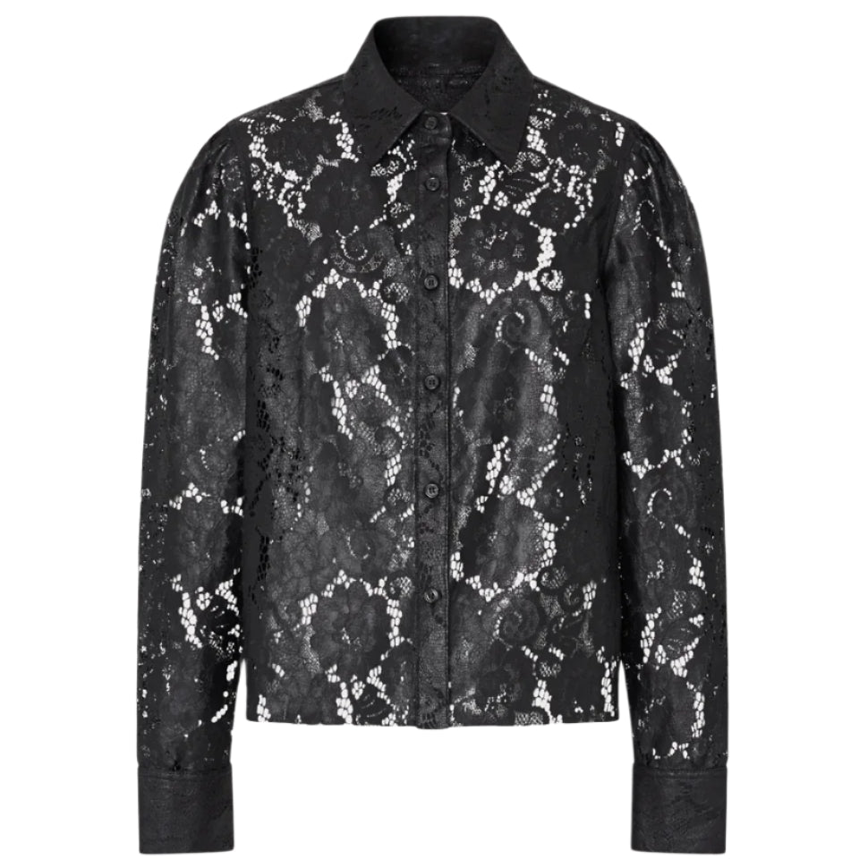 ARLO TEXTURED LACE BUTTON BLOUSE - Blouses - Sassanova