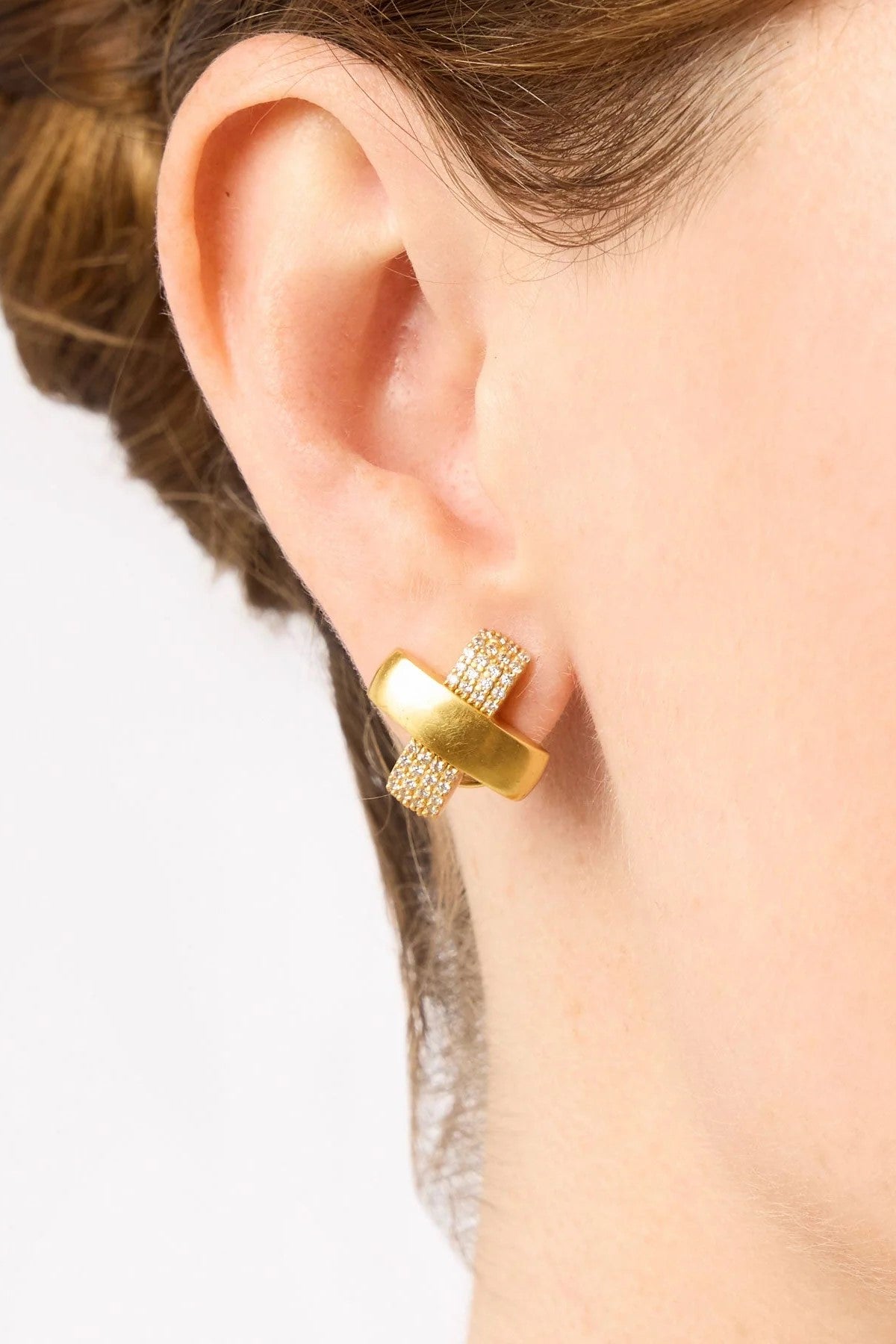 CATALINA X PAVE STUD- GOLD/CUBIC ZIRCONIUM - Earrings - Sassanova