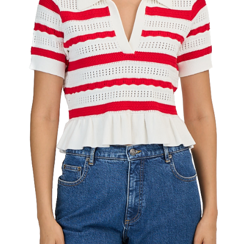 ELVIRE KNIT POLO PULLOVER - Blouses - Sassanova