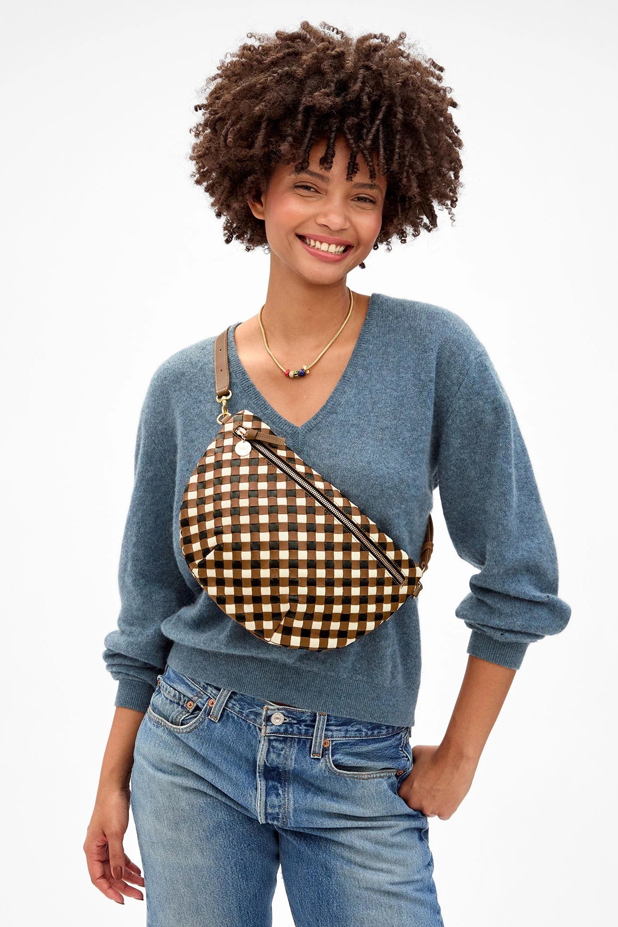 GRANDE FANNY MEDIIUM WOVEN DIAGONAL - Handbags - Sassanova