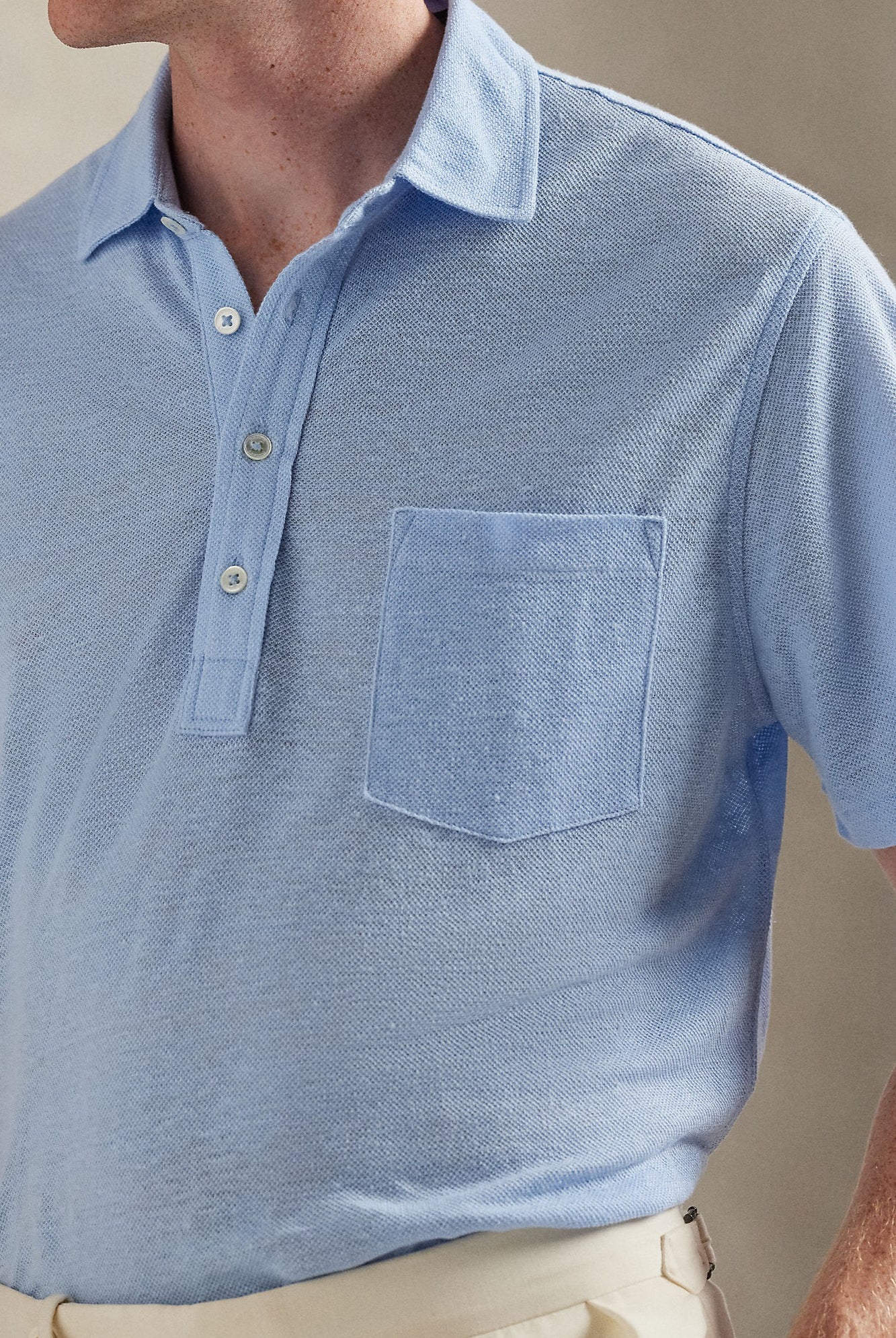 SHORT SLEEVE LINEN PIQUE POLO - Polos - Novaman