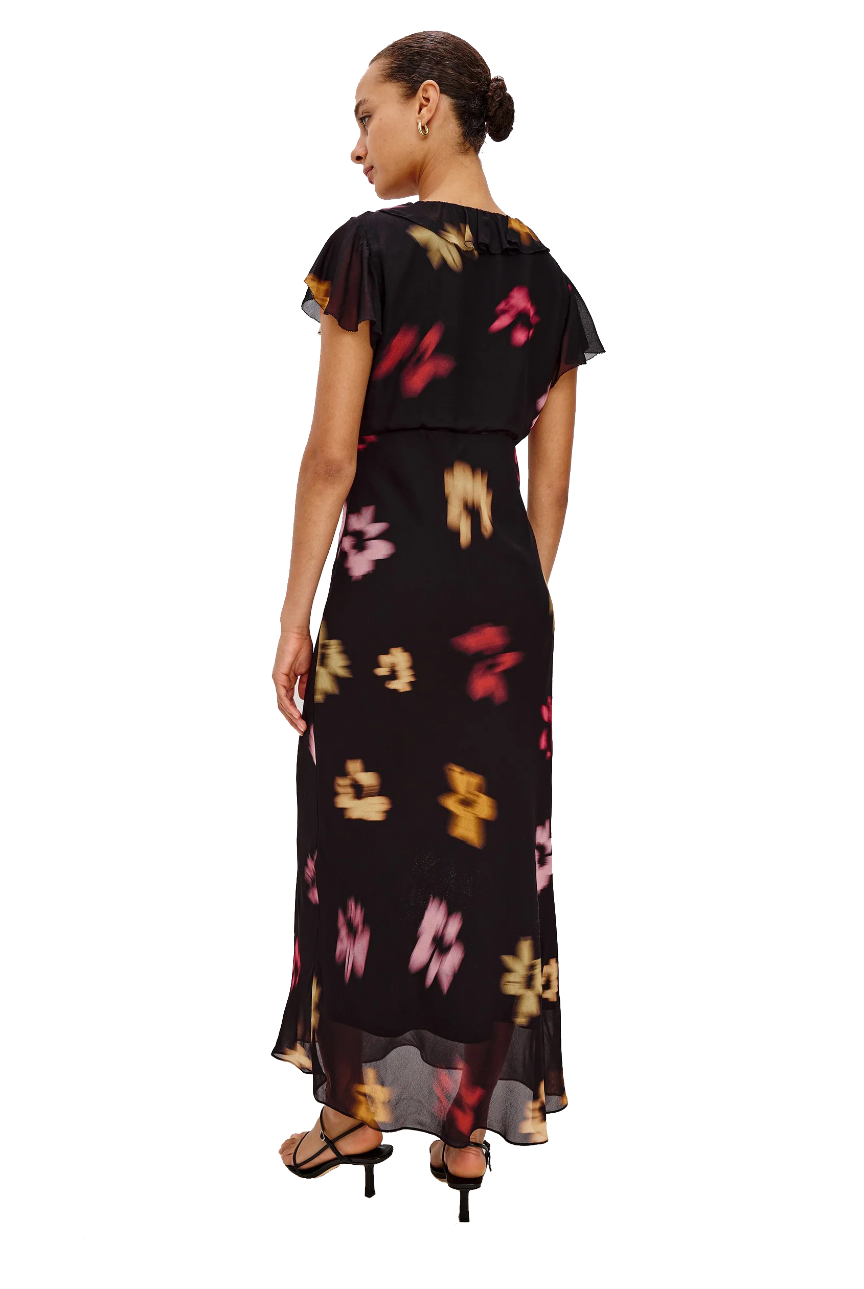 NEELA DRESS ONYX BLURRED FLORAL - sassanova