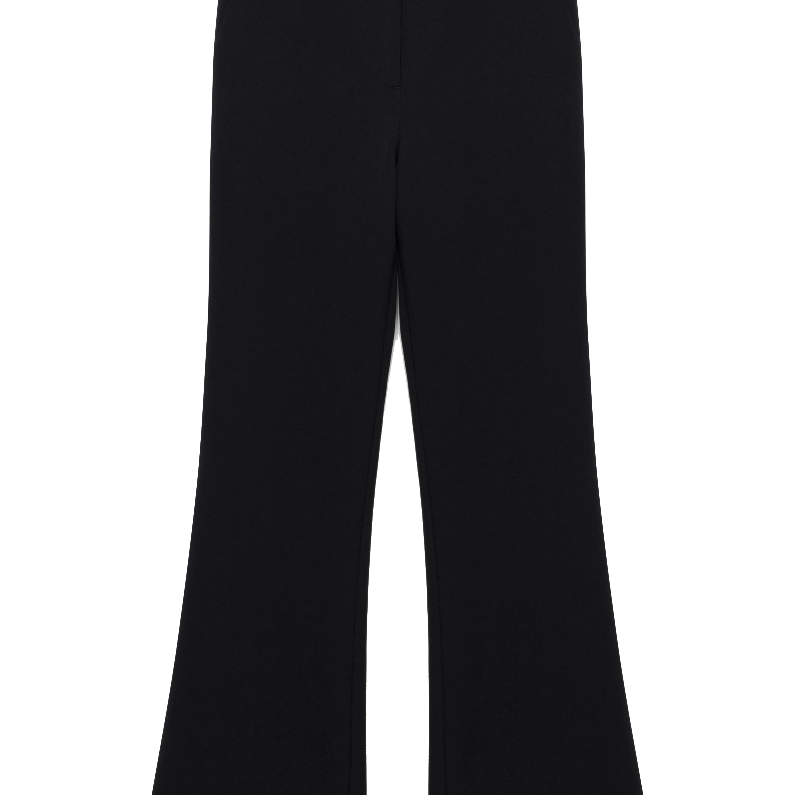 flat lay of black flared long trousers-sassanova