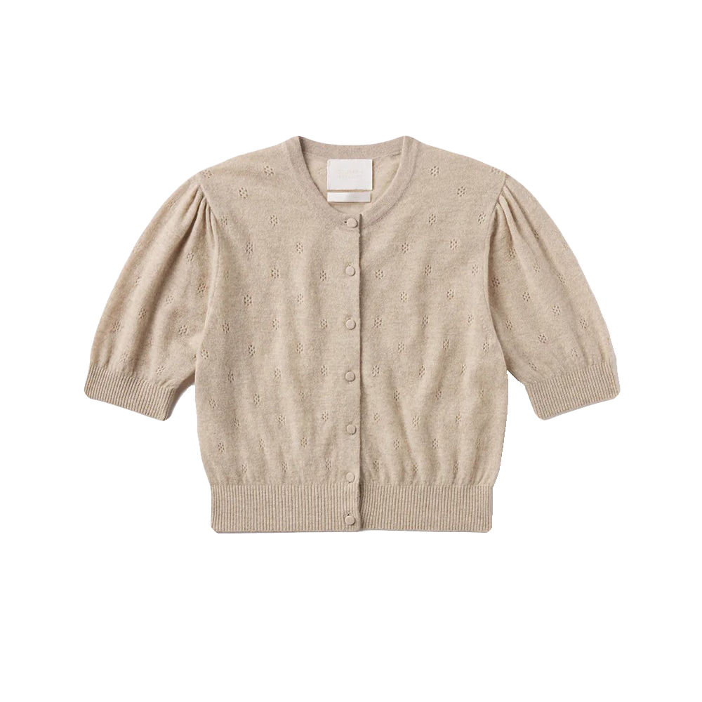 RAINA POINTELLE SHORT SLEEVE CARDIGAN - Sweaters - Sassanova