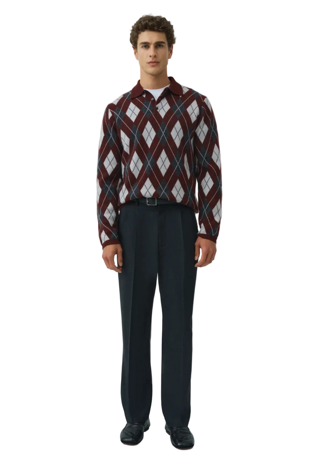 CALLUM CASHMERE ARGYLE POLO Sassanova / Novaman