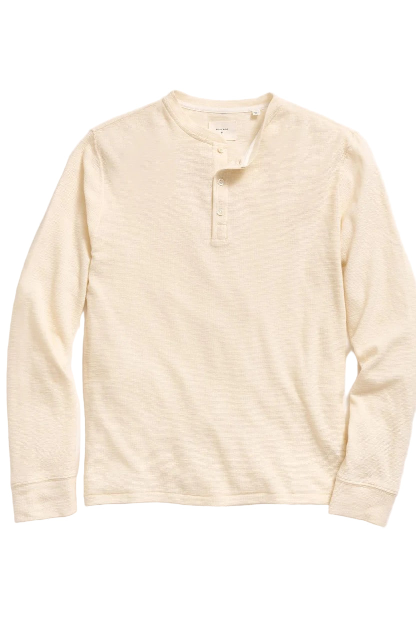 long sleeved slub tuck henley in tinted white-novaman
