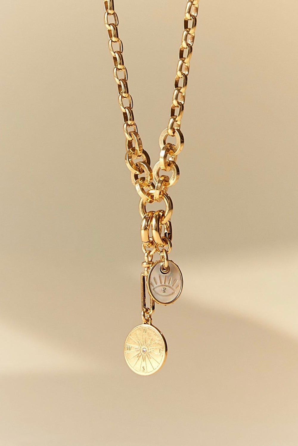 VOYAGER NECKLACE- WHITE/GOLD - Necklaces - Sassanova