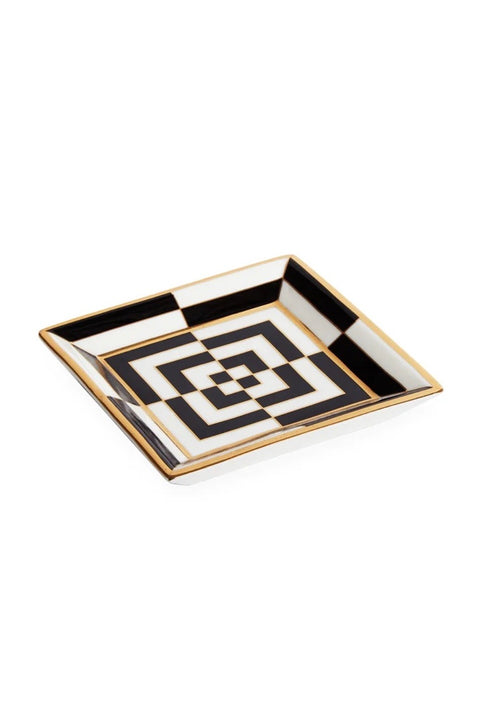 OP ART SQUARE TRAY- BLK/WHT