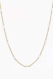 TATUM BEAD NECKLACE- GLD/WHITE