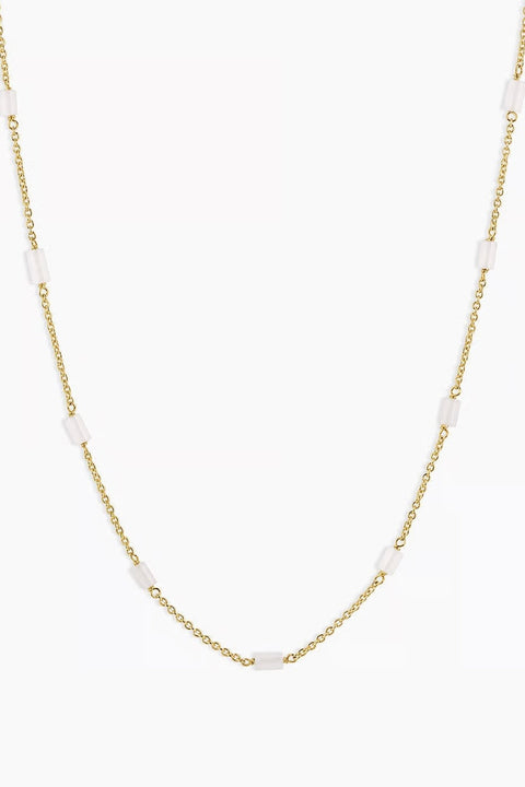 TATUM BEAD NECKLACE- GLD/WHITE