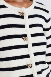 KEENE STRIPE CREWNECK CARDIGAN