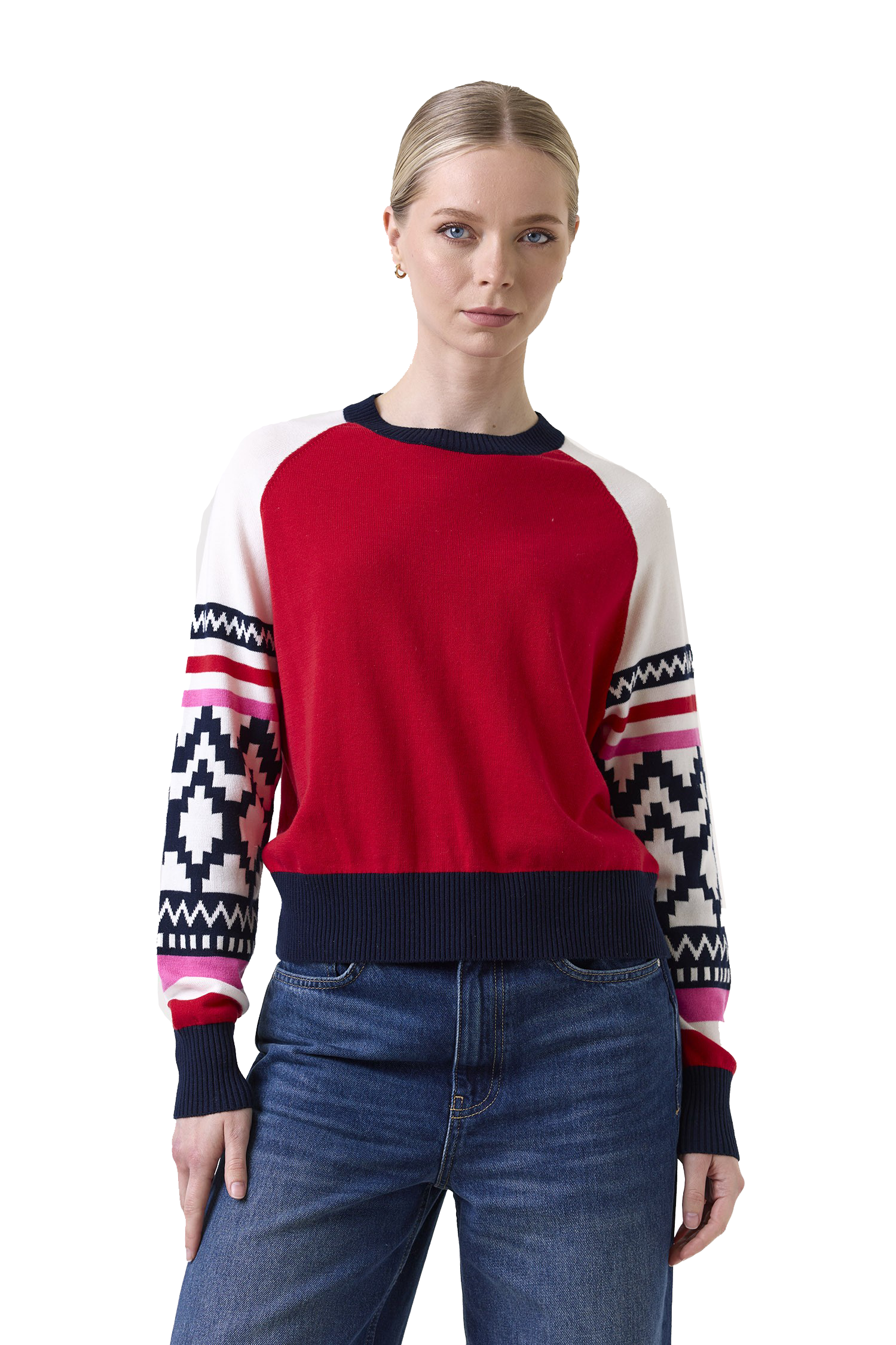 GEO SLEEVE CREW - Sweaters - Sassanova