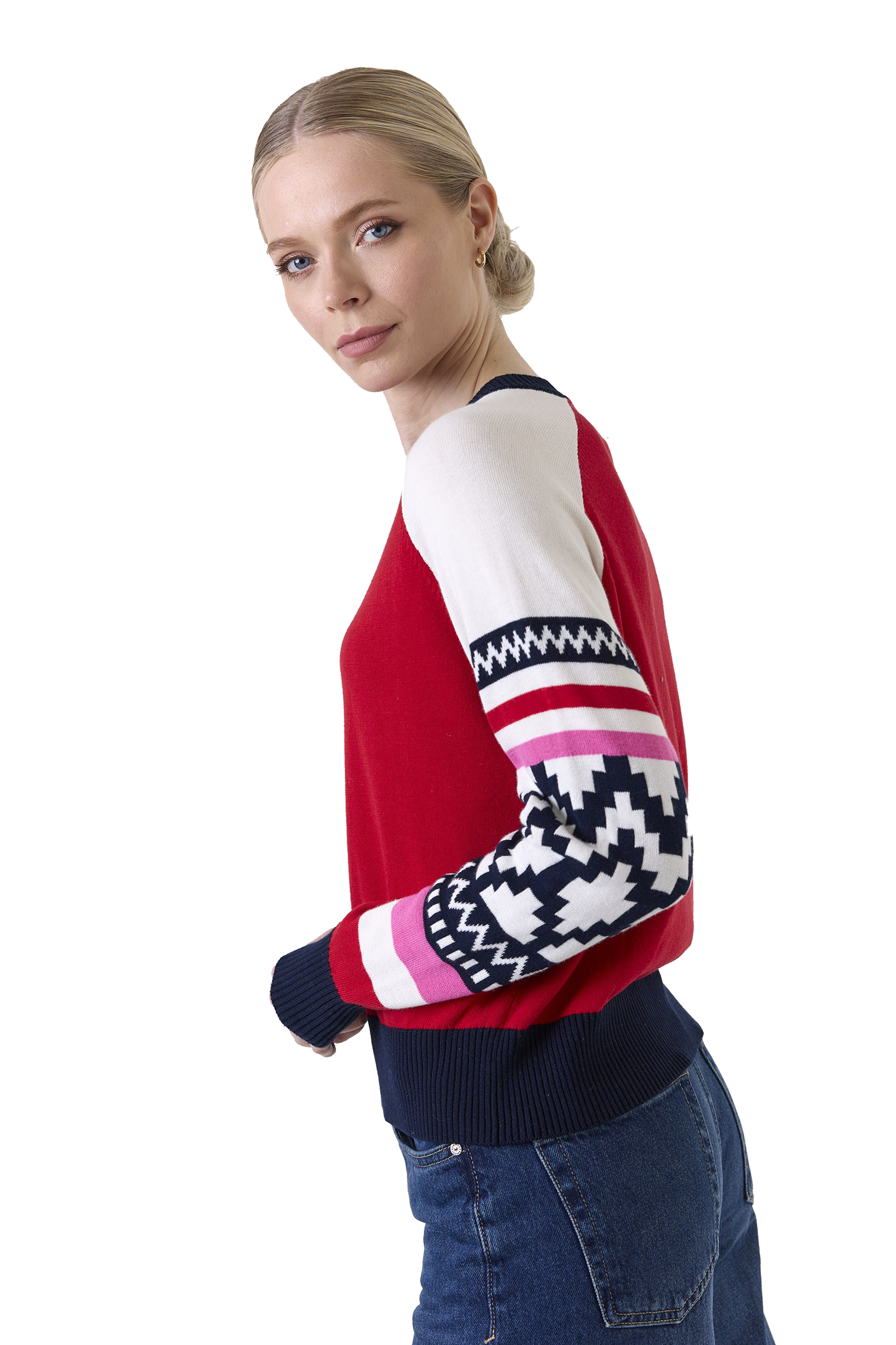 GEO SLEEVE CREW - Sweaters - Sassanova